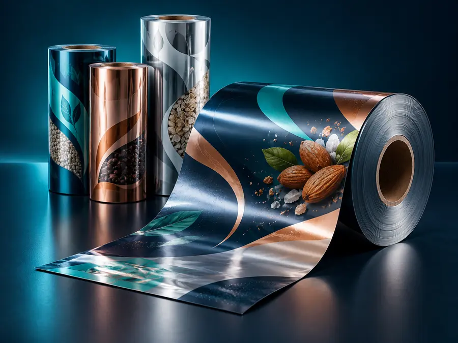 Printed laminated flexible packaging rolls